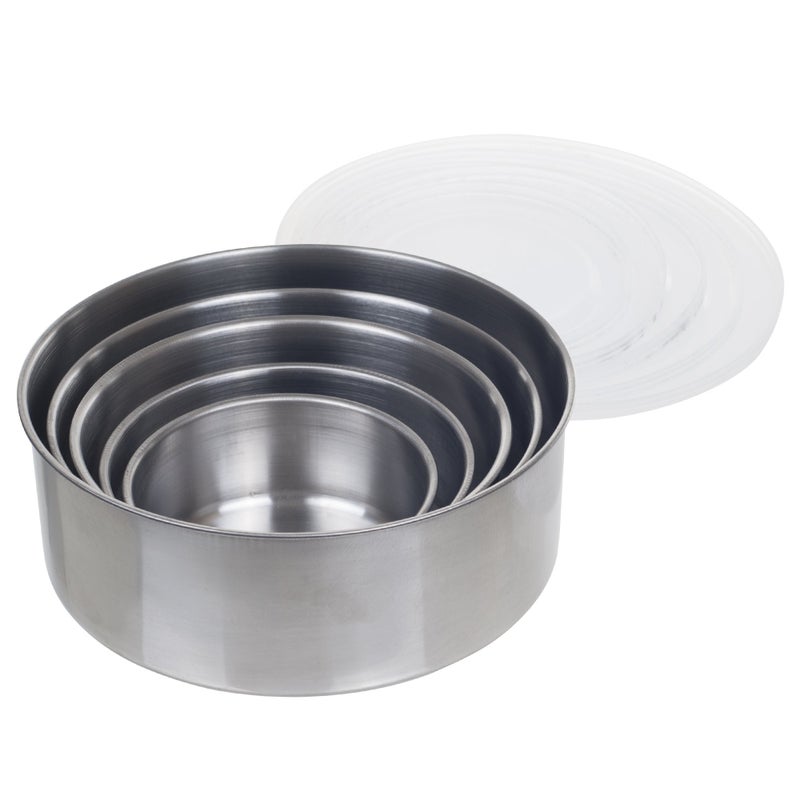 Chef Buddy Stainless-Steel Bowls with Lids - 5-Piece Nesting Mixing Bowls Set for Prepping, Serving, and Storing - Kitchen Essentials for New Home - Image 2